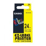 Casio XR-24YW Label Tape, Color Black on Yellow, Size 24mm