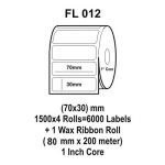 Flexi FL 012 Barcode Label, Size 70 x 30mm, Wax Ribbon Size 80mm x 200m