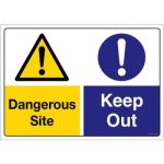 Safety Sign Store CW207-A2V-01 Caution: Dangerous Site Keep Out Sign Board