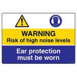 Safety Sign Store CW427-A3PC-01 Warning: Noise Hazard Ear Protection Must Be Worn Sign Board
