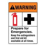Safety Sign Store FS101-A4PC-01 Warning: Prepare For Emergencies Sign Board