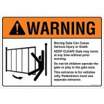 Safety Sign Store FS111-A3V-01 Warning: Moving Gate Sign Board