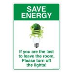 Safety Sign Store FS202-A4AL-01 Save Energy Turn Off Lights Sign Board
