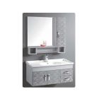 Elegant Casa PS-100 Bathroom Cabinet, Main Cabinet Size 1000 x 480 x 460mm, Mirror Size 700 x 700mm, Side Cabinet 250 x 120 x 700mm, Material Stainless Steel