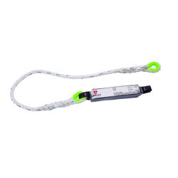 Abrigo AB-201 Twisted PP Rope Lanyard With Energy Absorber With 1 Karabiner & Double Scaffolding Hook, Length 14m