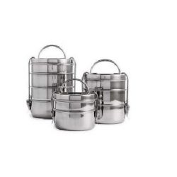Generic Stainless Steel Clip Lunch Box, Diameter 16cm, Number of Containers 2