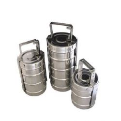 Generic Stainless Steel Handle Lunch Box, Diameter 16cm, Number of Containers 2