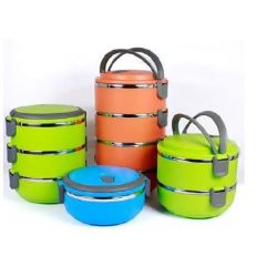 Generic Colorful Stainless Steel Lunch Box With PP Lid, Number of Containers 4