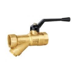 Sant FBV 4 Forged Brass Ball Valve with - Y Strainer, Size 20, Body Test Pressure 40kg/sq cm g Hyd.