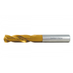 Swiss Tech SWT1252470A Heavy Duty Cobalt Stub + TiN Drill, Point Angle 135deg, Helix Angle Normal, Diameter 7.00mm