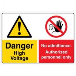 Safety Sign Store CW308-A3AL-01 Danger: High Voltage No Admittance Sign Board