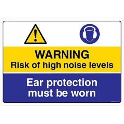Safety Sign Store CW428-A2AL-01 Warning: Noise Hazard Ear Protection Must Be Worn Sign Board