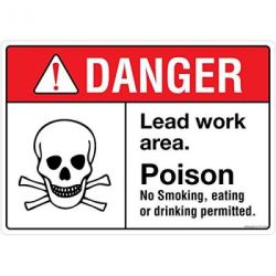 Safety Sign Store FS115-A3PC-01 Danger: Lead Work Area Sign Board