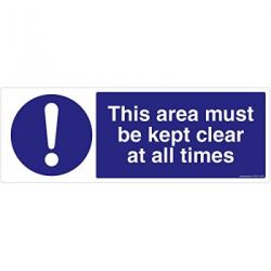 Safety Sign Store FS633-2159V-01 This Area Must Be Kept Clear At All Times Sign Board