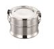 Generic Stainless Steel Double Decker Round Shape Bento Lunch Box, Dimension 12 x 12 x 8.5cm