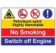 Safety Sign Store CW423-A2V-01 Petroleum Sprit Highly Flammable No Smoking Switch Of Engine Sign Board