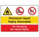 Safety Sign Store CW431-A2V-01 Petroleum Liquid Highly Flammable No Smoking No Naked Lights Sign Board