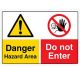 Safety Sign Store CW435-A3V-01 Danger: Hazard Area Do Not Enter Sign Board