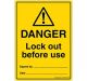 Safety Sign Store CW623-A6NT-01 Danger: Lock Out Before Use Sign Board