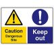 Safety Sign Store CW627-A4PC-01 Caution: Dangerous Site Keep Out Sign Board