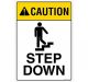 Safety Sign Store FS103-A4V-01 Caution: Step Down Sign Board