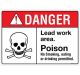 Safety Sign Store FS115-A4PC-01 Danger: Lead Work Area Sign Board