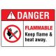 Safety Sign Store FS117-A3PC-01 Danger: Flammable Sign Board